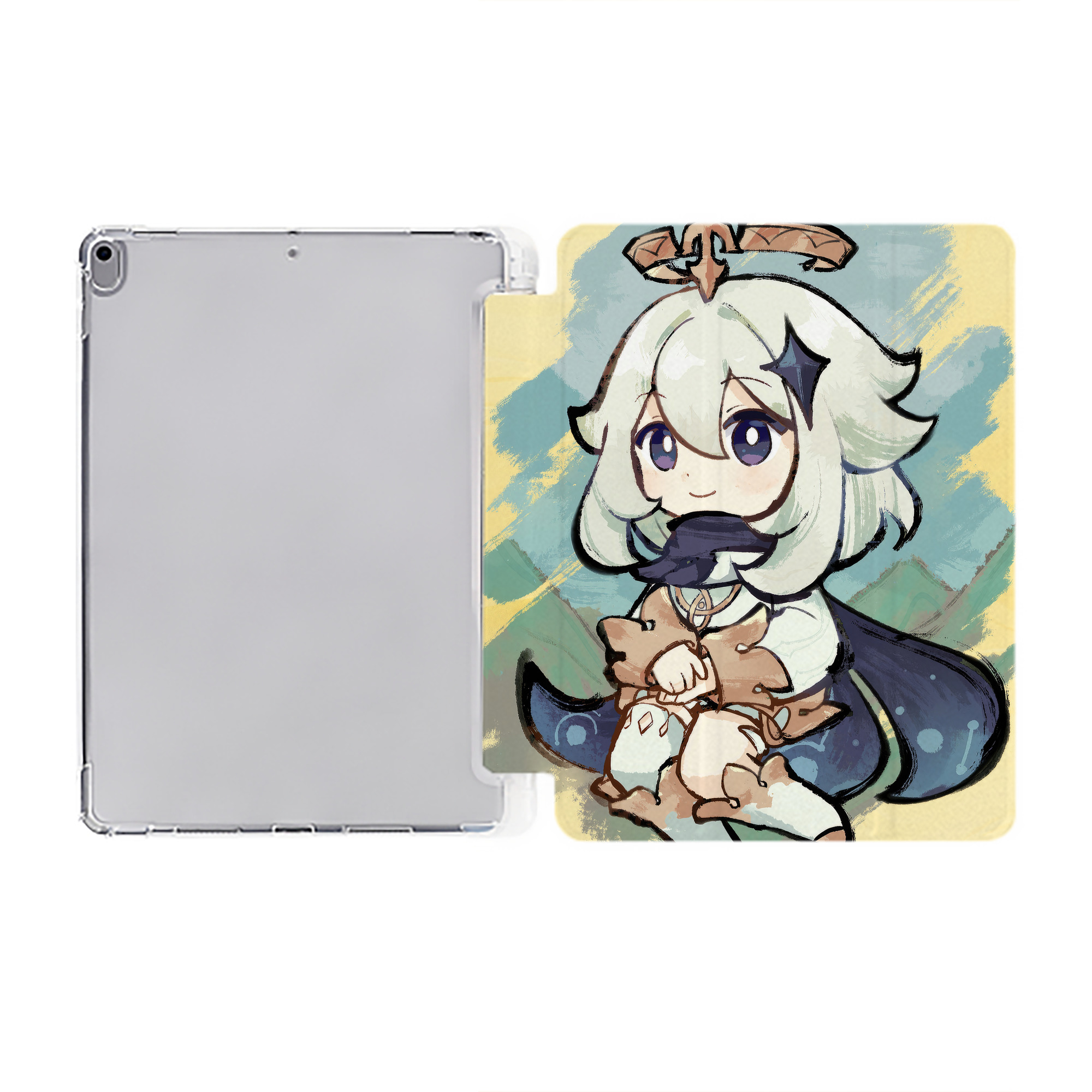 げんし神 genshin IPad ケース ペン収納付き 三つ折りスタンド PUレザー×シリコン 対応機種9.5/10.5/10.9インチ